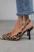 Maria | Pointed Toe Leopard Print Slingback Khaki Stiletto Heel