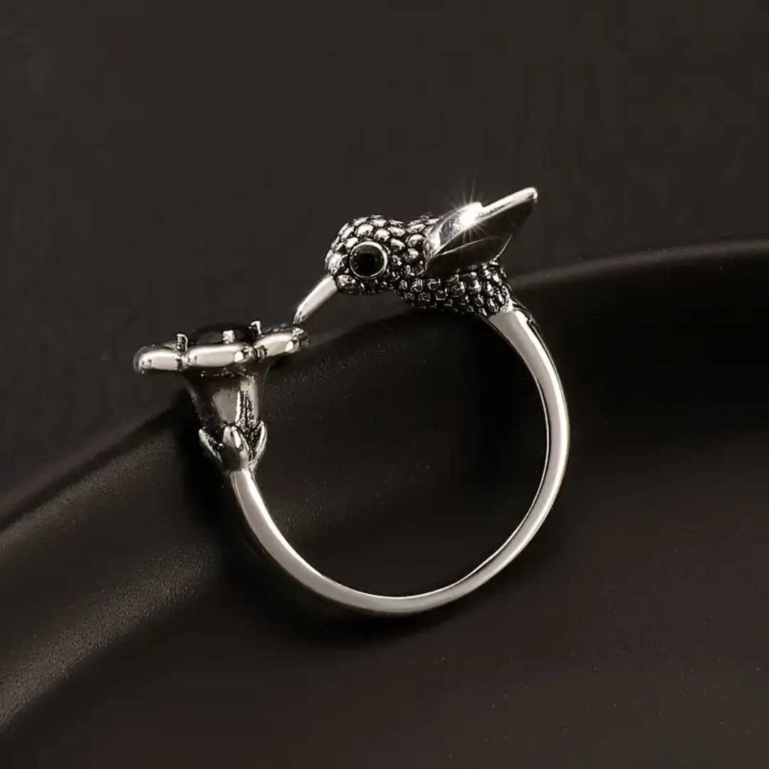 Vintage Silver Hummingbird Adjustable Ring
