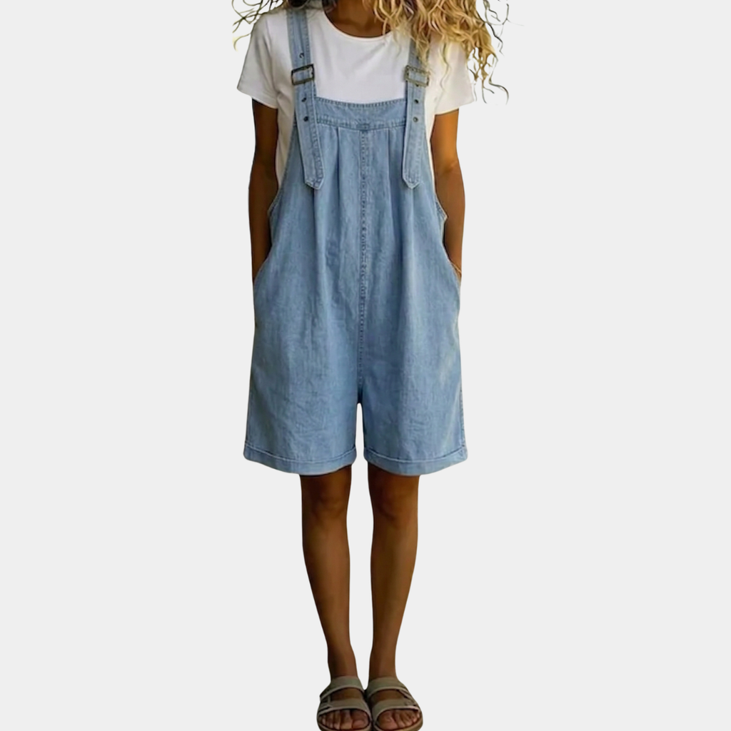 Karin | Washed Soft Cotton Short Overalls