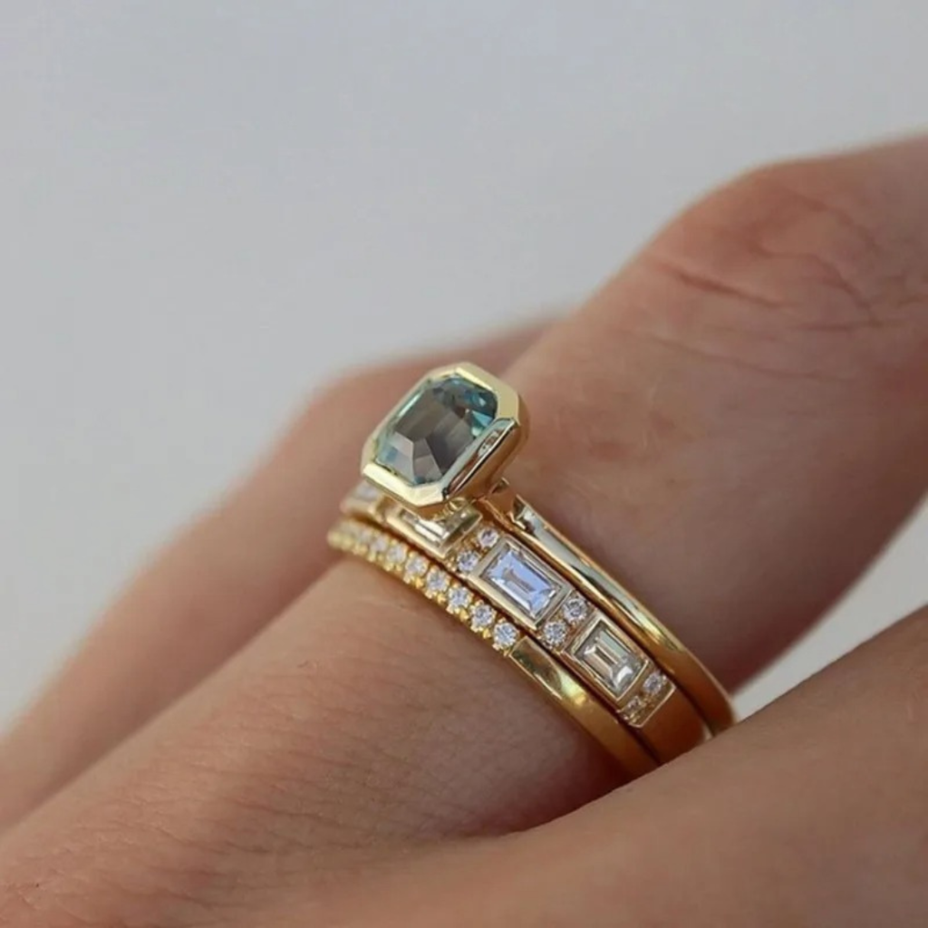 Iris - Vintage Gold & Blue Ring Set