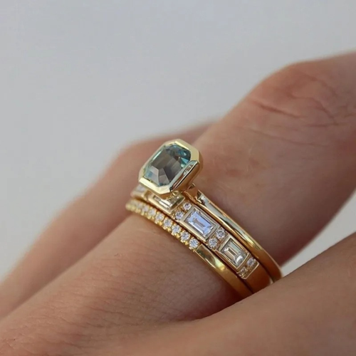 Iris - Vintage Gold & Blue Ring Set