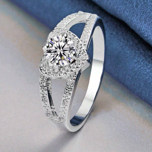 925スターリングシルバー ハートジルコニアリング