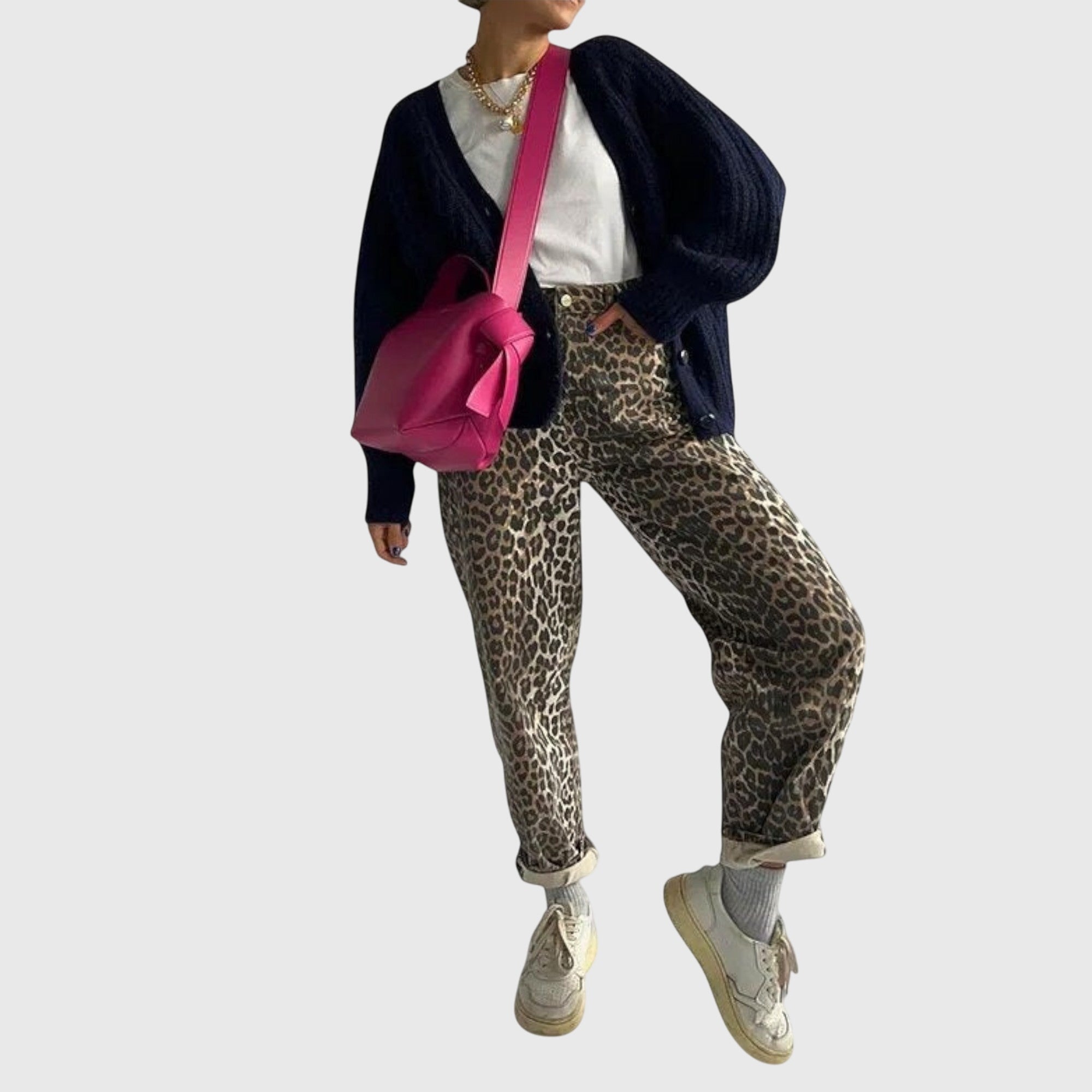 Chandra - Leopard Print Vintage Jeans