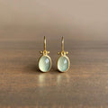 Vintage Green Moonstone Pierced Earrings