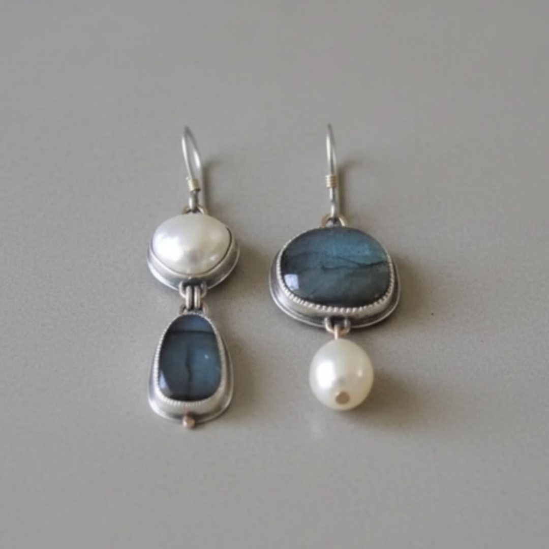 Vintage Bluestone Pearl Earrings