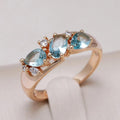 Elegant Blue Vintage Zirconia Ring (Gold)