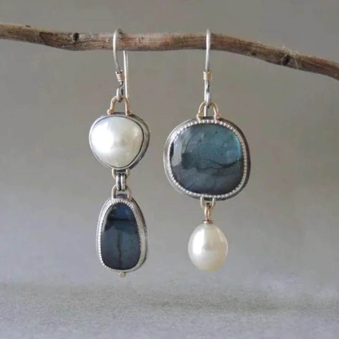 Vintage Bluestone Pearl Earrings