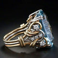 Vintage Blue Cubic Zirconia Layered Gold Ring