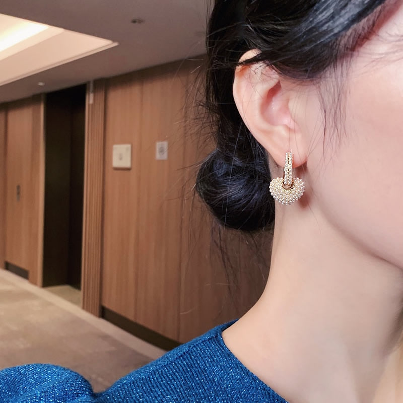Lily Heart Pearl Earrings