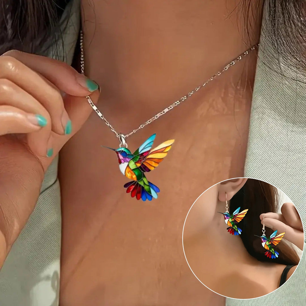 Beautiful Hummingbird Necklace & Bonus Earrings - Limited Offer