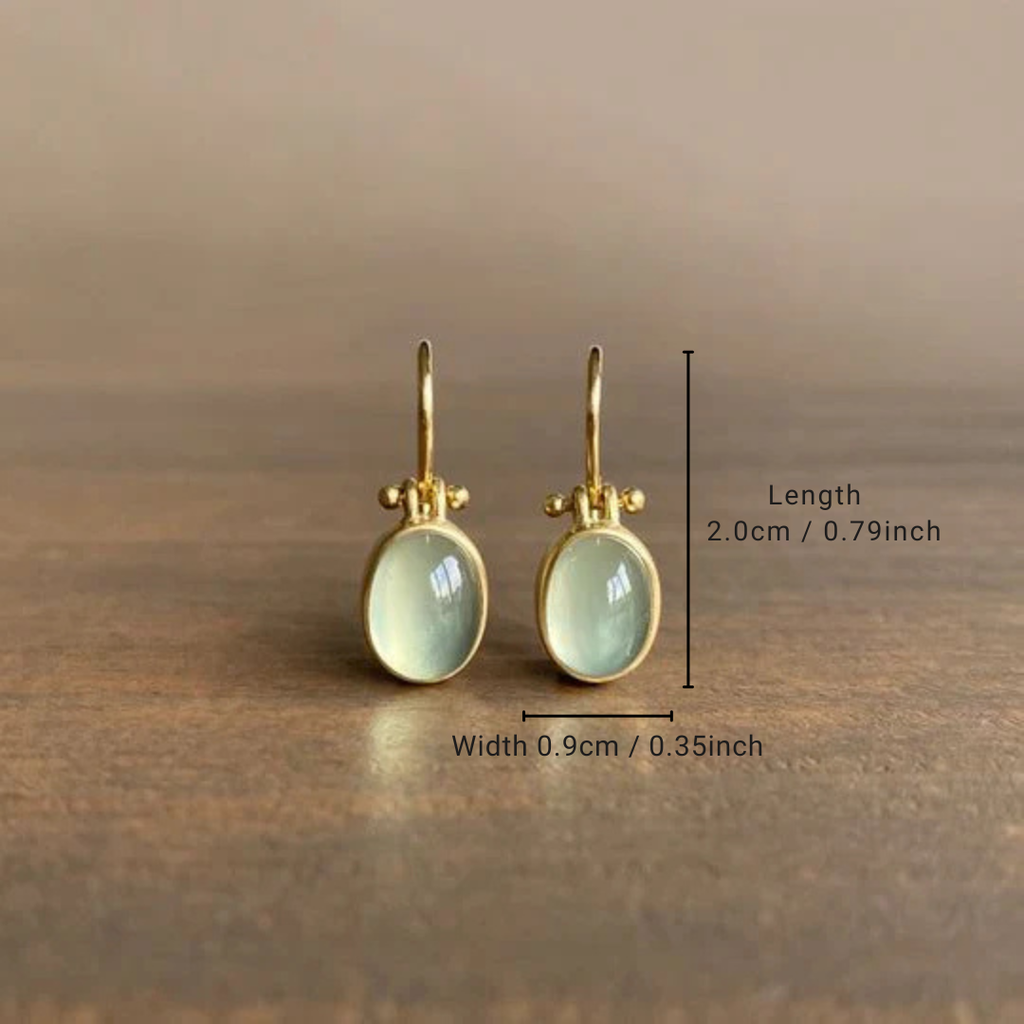 Vintage Green Moonstone Pierced Earrings
