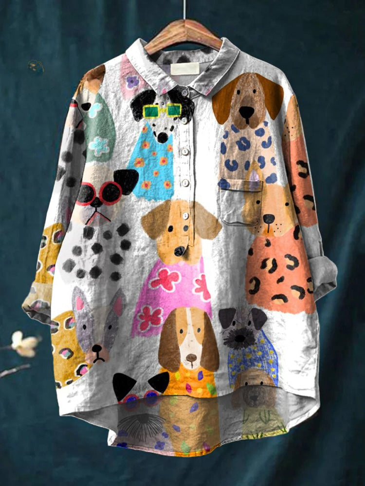 Sandra | Positive Dog Print Shirt