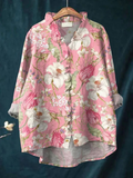 Women's Vintage Floral Ruffle Shirt