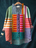 Women's Abstract Pattern Ruffle Shirt