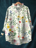 Women's Vintage Floral Ruffle Shirt