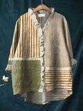 Women's Geometric Pattern Ruffle Shirt