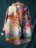 Women's Flower Tree Ruffle Shirt