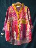 Women's Colorful Tree Ruffle Shirt