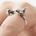 Hummingbird and Flower Ring - Adjustable Open Bird Ring (for women)