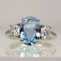 Sterling Silver Blue Diamond Crystal Ring