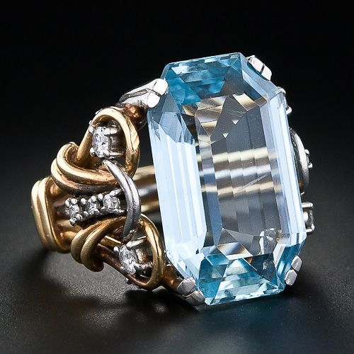 Vintage Blue Cubic Zirconia Layered Gold Ring