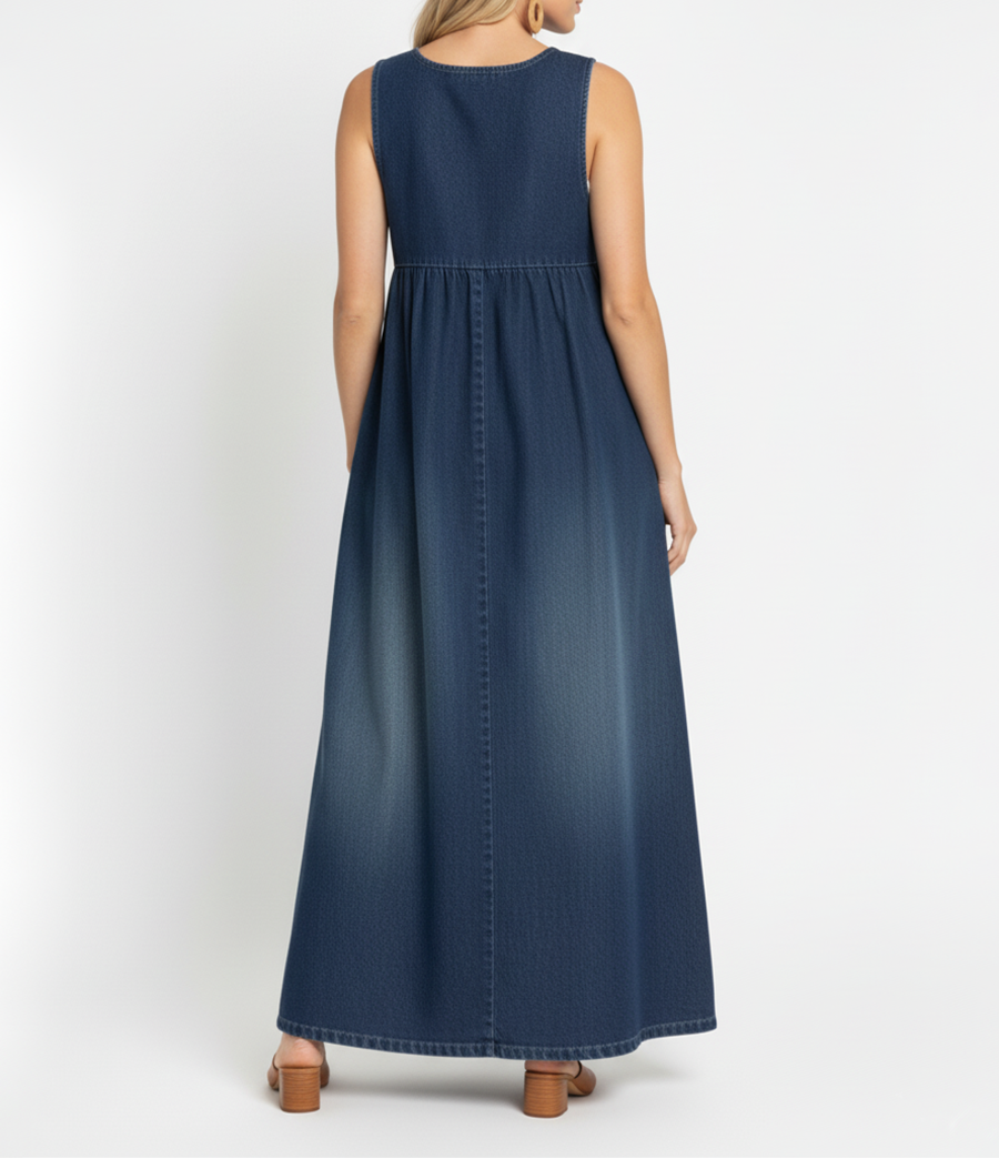 Sailor - Vintage Wash Soft Cotton Feel Denim Maxi Dress