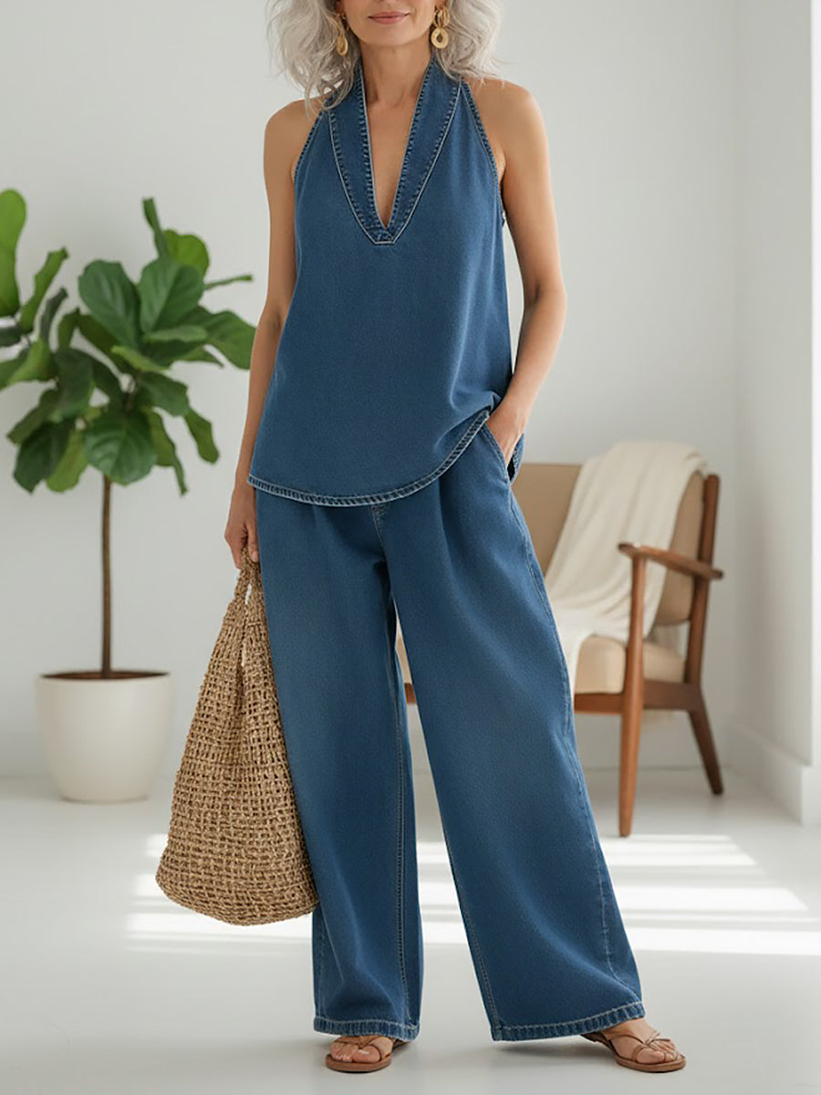Sailor - Two-Piece Set with Vintage Wash Soft Denim Look