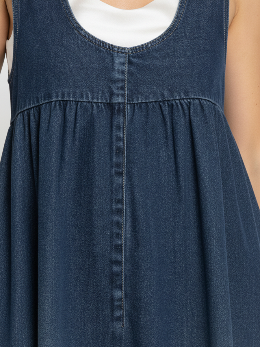 Sailor - Vintage Wash Soft Cotton Feel Denim Maxi Dress