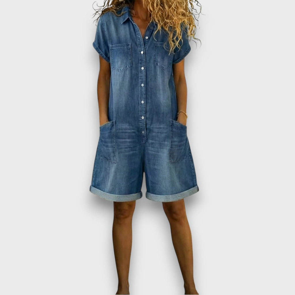 Mala - Vintage-Inspired Cotton Denim Look Overalls