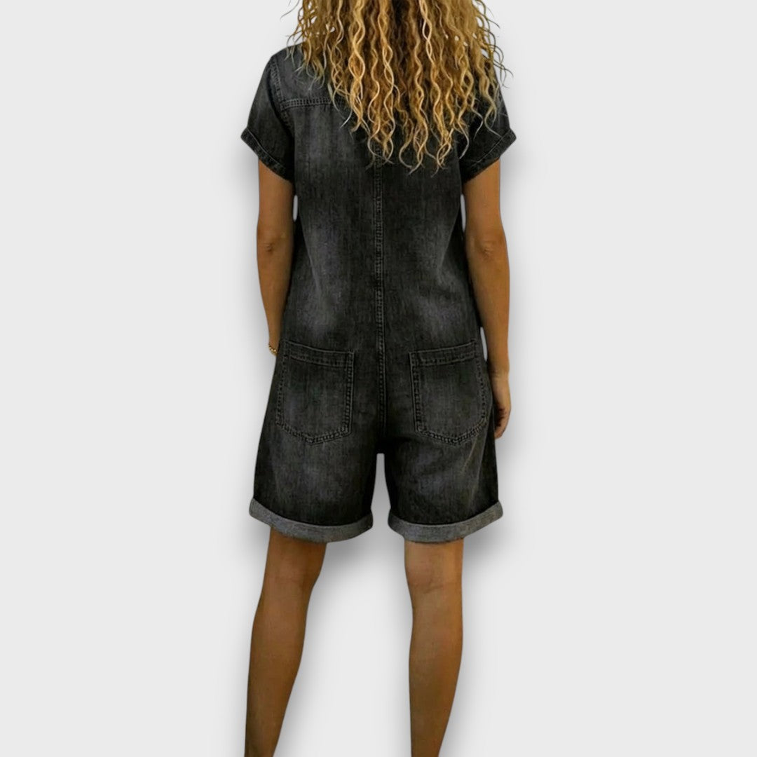 Mala - Vintage-Inspired Cotton Denim Look Overalls